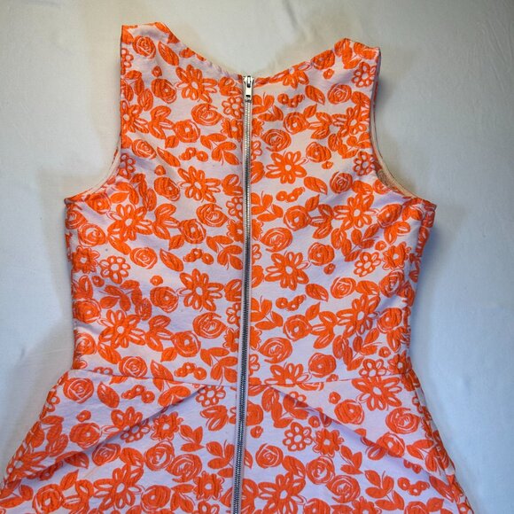 Vibrant & Unique Betsey Johnson Orange and White Floral Dress Back zipper size 8 - Picture 11 of 15